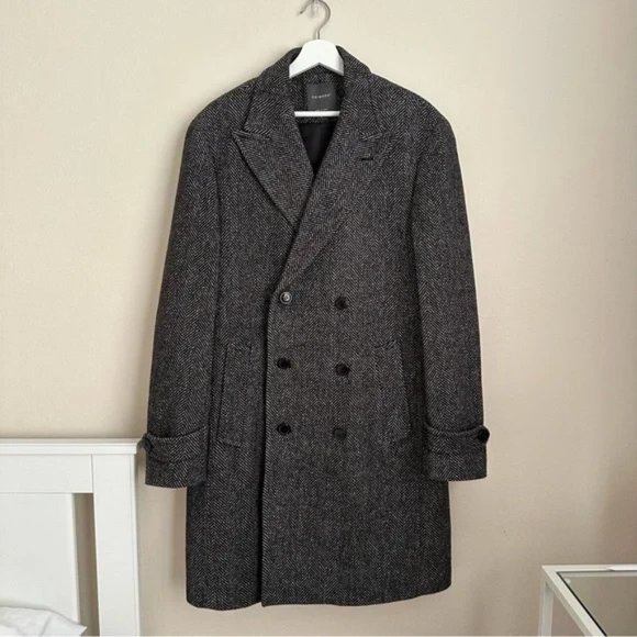 Primark Jackets & Coats Primark Wool Blend Coat In Grey Herringbone